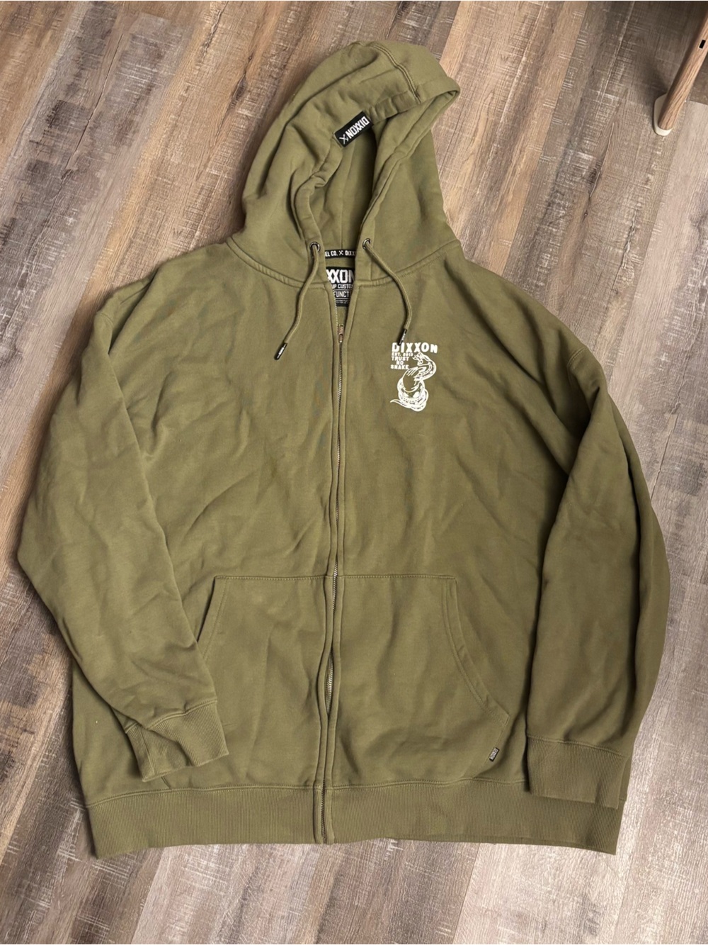 Dixxon "Trust No Snake" Olive Green Graphic Hoodie Zip Up Size 4X
